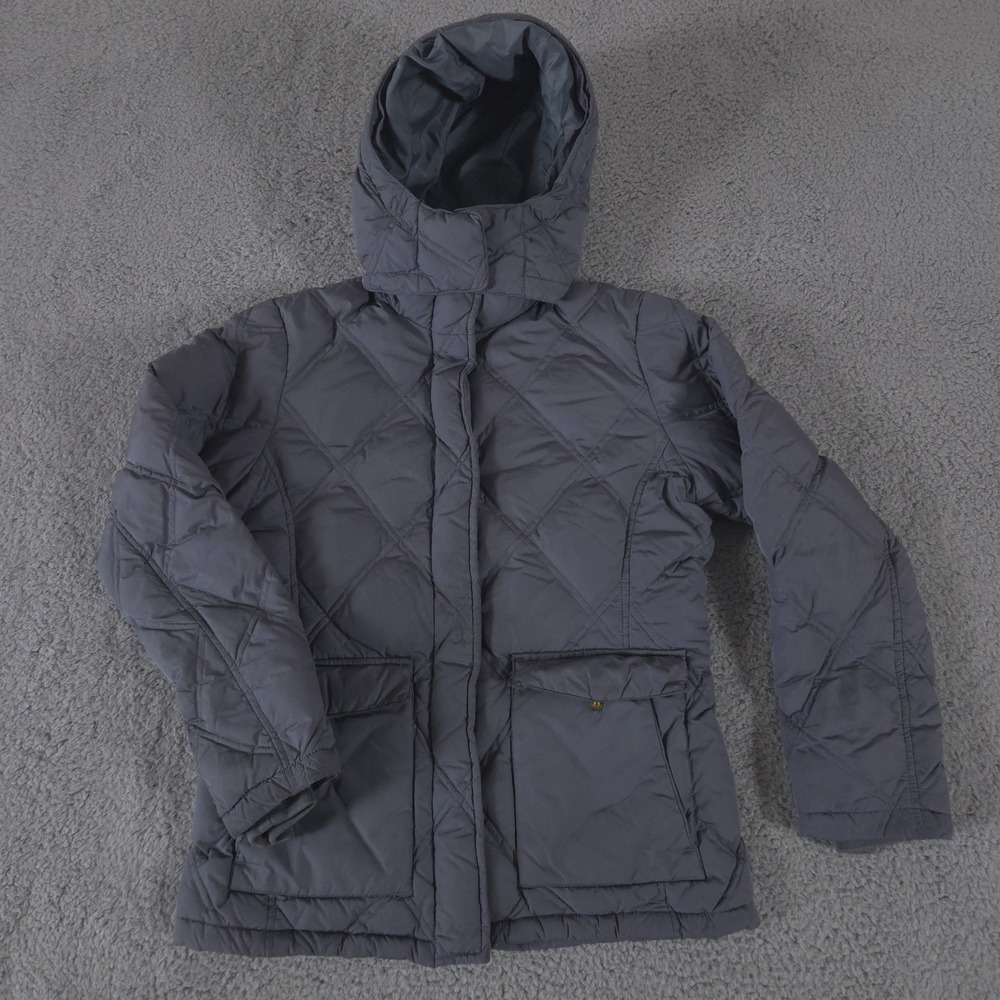 Lands End Jacket Womens Small Gray Quilted Down Fill Puffer Full Zip Outdoor